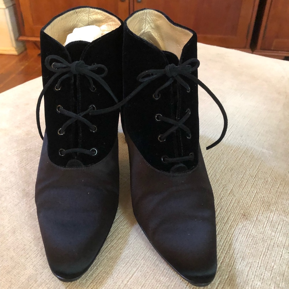 Fabulous designer black velvet and satin booties